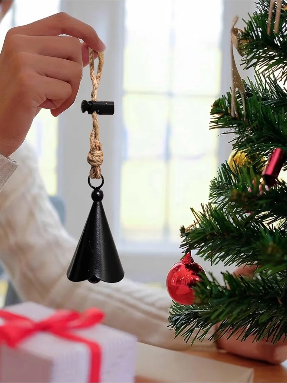 Black Hanging Christmas Bells - Set of 6